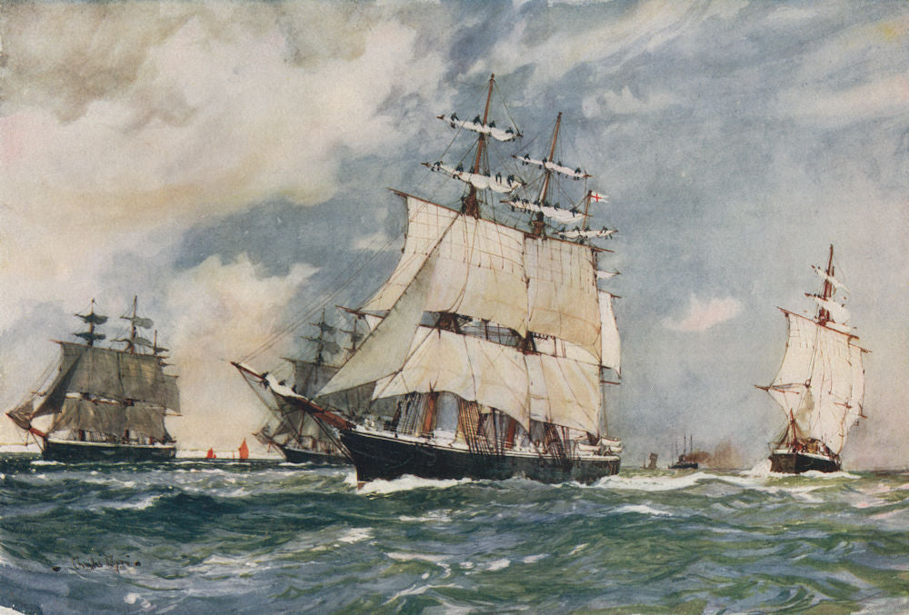ROYAL NAVY. The Sailing Training Squadron, 1899. Calypso Volage Active Ruby 1901
